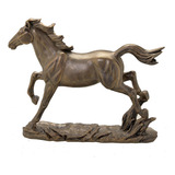 Escultura Decorativa Cavalo Em Resina Bronze 26cm