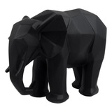 Escultura Elefante Contemporâneo Cor Preta Decoração