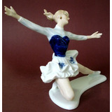 Escultura Em Porcelana Alemã Bailarina Patinadora