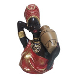 Escultura Estátua Busto Africana 34cm Decoração Casa Enfeite