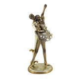 Escultura Estatueta Enfeite Casal Bailarinos Dourado