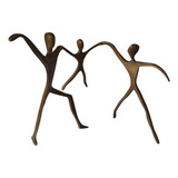 Escultura Passeio Bronze Casal Com Menino