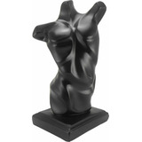Escultura Torso Masculino Estatueta Dorso Enfeite - Gr 29 Cm Cor Preto