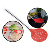 Escumadeira De Silicone Colher Para Servir Cabo Em Aço Inox