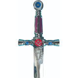 Espada Artesanal Decorativa Modelo Flamígera Templária