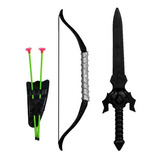 Espada Brinquedo Infantil Viking + Arco E Flecha C/ Suporte
