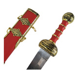 Espada Gladiador Decorativa Romana Bainha Vermelha Couro