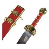 Espada Gladiador Romana Bainha Vermelha Couro