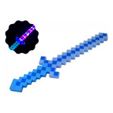 Espada Minecraft Diamante Azul Luz Som Brinquedos 58 Cm Led