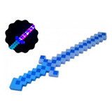 Espada Minecraft Diamante Azul Luz Som Brinquedos 58 Cm Led