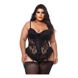 Espartilho Plus Size Renda Tule Amarração