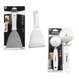 Espátula E Cortador De Pizza Torta Profissional Aço Inox Kit