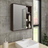 Espelheira Para Banheiro 1 Porta 3 Prateleiras Treviso Fc