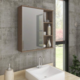 Espelheira Para Banheiro 1 Porta 3 Prateleiras Treviso Fdwt