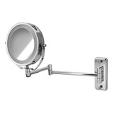 Espelho Articulado De Parede Maquiagem Zoom 5x Luz 6 Led