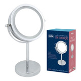 Espelho Aumento C/ Iluminacao Led Dupla Face Maquiagem Mor