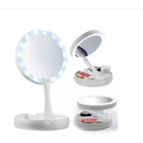 Espelho De Luz Led Dobravel Aumenta 10x Maquiagem Portátil