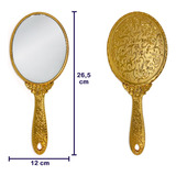 Espelho De Mão 25cm Abebê Oxum Orixá Yabás Dourado Umbanda