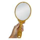 Espelho De Mão Abebê De Oxum Orixá Dourado Umbanda 25cm