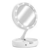 Espelho De Maquiagem Luz Led Dobravel Aumenta 10x Portátil