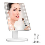 Espelho De Mesa C/ Led Portátil Maquiagem Camarim Articulado Cor Da Moldura Branco