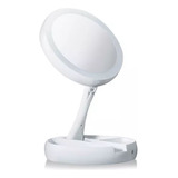 Espelho De Mesa Maquiagem De Luz Led Dobravel Aumenta 10x