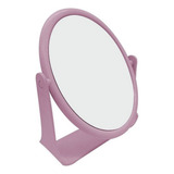 Espelho De Mesa Redondo Dupla Face Rotativo Para Maquiagem Rosa