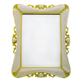 Espelho De Mesa Retangular Detalhes Dourado 21.5 Cm