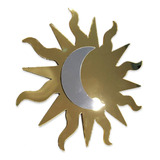 Espelho Decorativo Em Acrílico Mandala Sol E Lua 20cm Cor Da Moldura Ouro/prata
