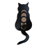 Espelho Decorativo Gato Místico Lunar Esotérico 40cm Cor Da Moldura Preto