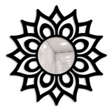 Espelho Decorativo Mandala Florada Preta 40cm 