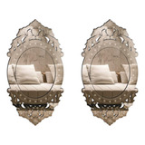 Espelho Decorativo Veneziano Provençal 43x81 3890 Kit 2 Pçs Cor Da Moldura Prata