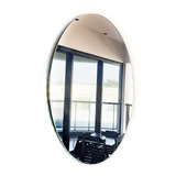 Espelho Decorativo Vidro Redondo Lapidado Led Banheiro 50cm