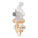 Espelho Em Acrilico De Decorativo Parede Hexagonal 10 Peças