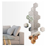 Espelho Em Acrílico Decorativo Hexagonal Kit Com 20 Peças