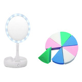 Espelho Luz Led Dobrável Aumenta + Espoja Maquiagem Brinde