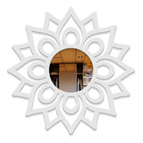 Espelho Mandala Florada Decorativo 28cm Sala Cor Da Moldura Branco