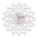 Espelho Mandala Florada Na Cor Branca Decorativo - 40cm