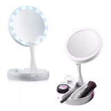 Espelho Maquiagem Aumento 10x Dupla Face Luz Led Organizador
