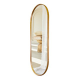 Espelho Oval Corpo Inteiro C/moldura Metal 103x53 Sob Medida