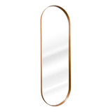 Espelho Oval Retrô C/ Moldura Banheiro Quarto Sala 150x50cm Cor Da Moldura Dourado
