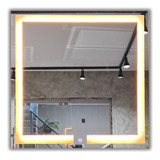 Espelho Quadrado 70x70cm Jateado Com Luz