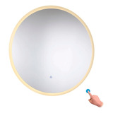 Espelho Redondo Com Led Luz 3000k Touch Embutido 60x3,5cm Cor Da Moldura Branco