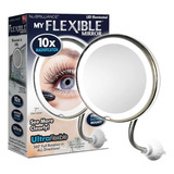 Espelho Redondo Flexível Ventosa Aumento 10x Led Maquiagem 