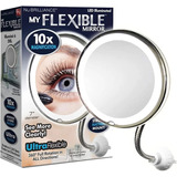 Espelho Redondo Flexível Ventosa Aumento 10x Led Maquiagem 