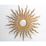 Espelho Sol Madeira Entalhada Folheado Ouro Antigo
