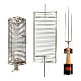 Espeto Giratório Elétrico Portátil Aço Inox Completo