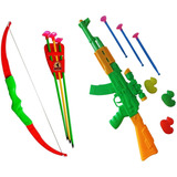 Espingarda/pistola + Arco E Flecha 6 Dardos Armas Brinquedo