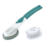 Esponja + Escova C/ Dispenser Detergente 2 Em 1 Lava Louça