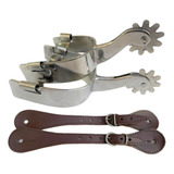 Espora Quarto De Milha Inox Doma Cavalo Cutucadeira +correia